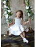 White Lace Satin Layered Flower Girl Dress First Birthday Dress White Lace Satin Layered Flower Girl Dress First Birthday Dress